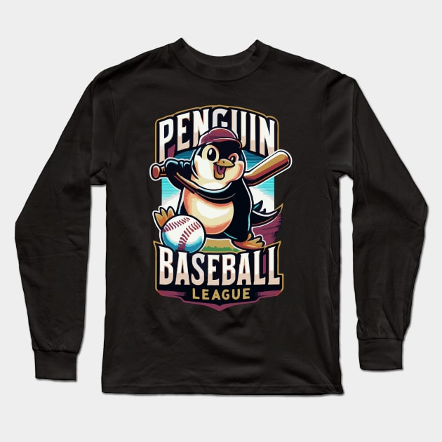 Penguin Baseball Tribute - Penguin Baseball League Long Sleeve T-Shirt by TributeDesigns